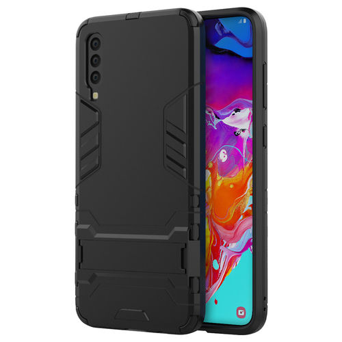 Slim Armour Tough Shockproof Case & Stand for Samsung Galaxy A70 - Black